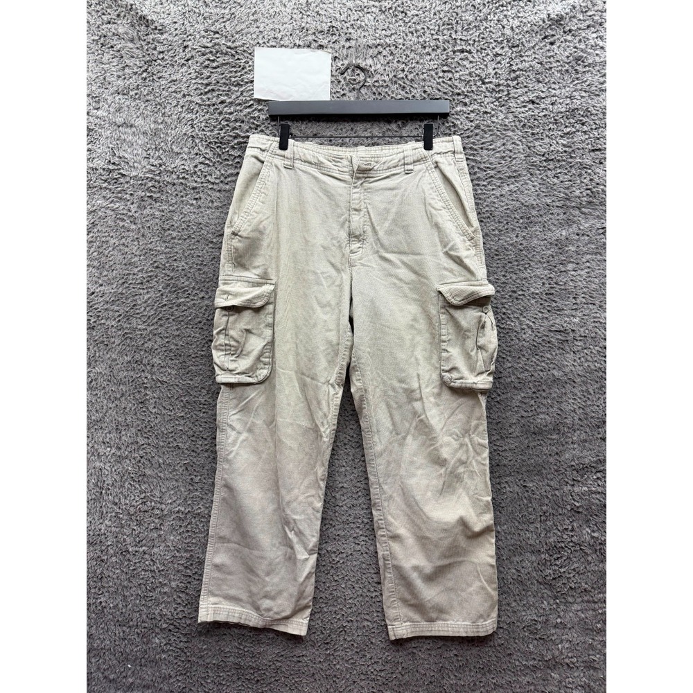 Vintage Y2k Nike Athletic Relaxed Fit Corduroy Cargo Pants Beige Size 33 x 30